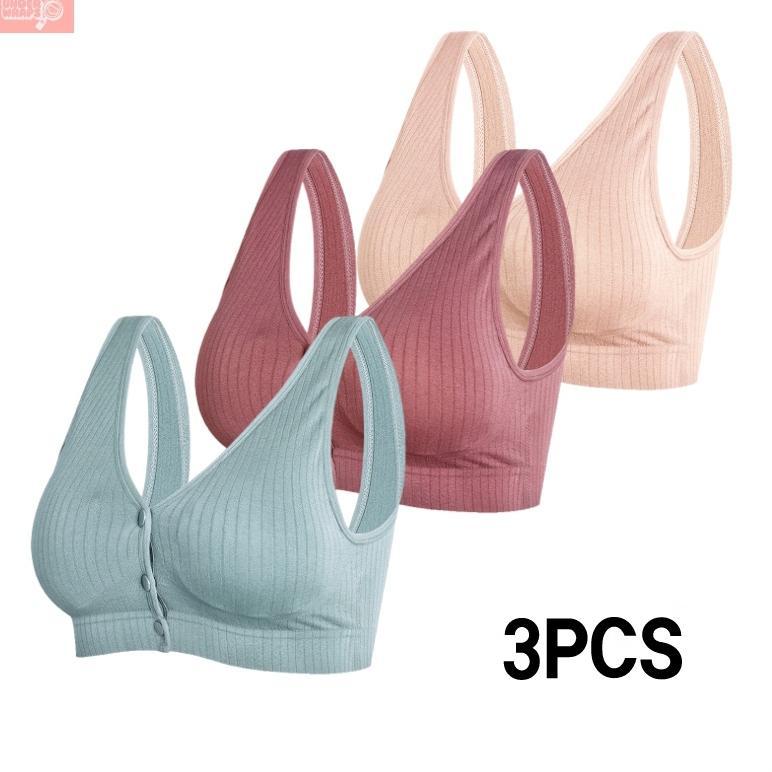 ORIGINAL 3PCS NURSING BRA WANITA BRA MENYUSUI KANCING DEPAN TANPA KAWAT KATUN BH 1018BRA