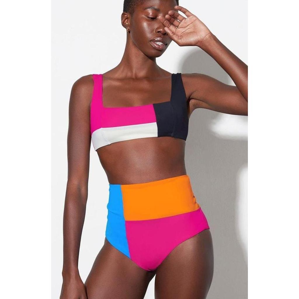 Bikini wanita high waist MOZAIC bikini neon multi color baju renang