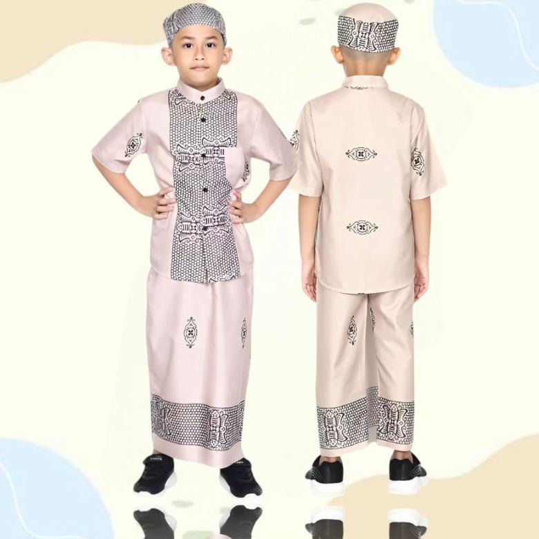 Favorit Setelan Baju Koko Peci Anak Laki-Laki Muslim Sarkoci Batik Pekalongan Usia 3-10 Tahun