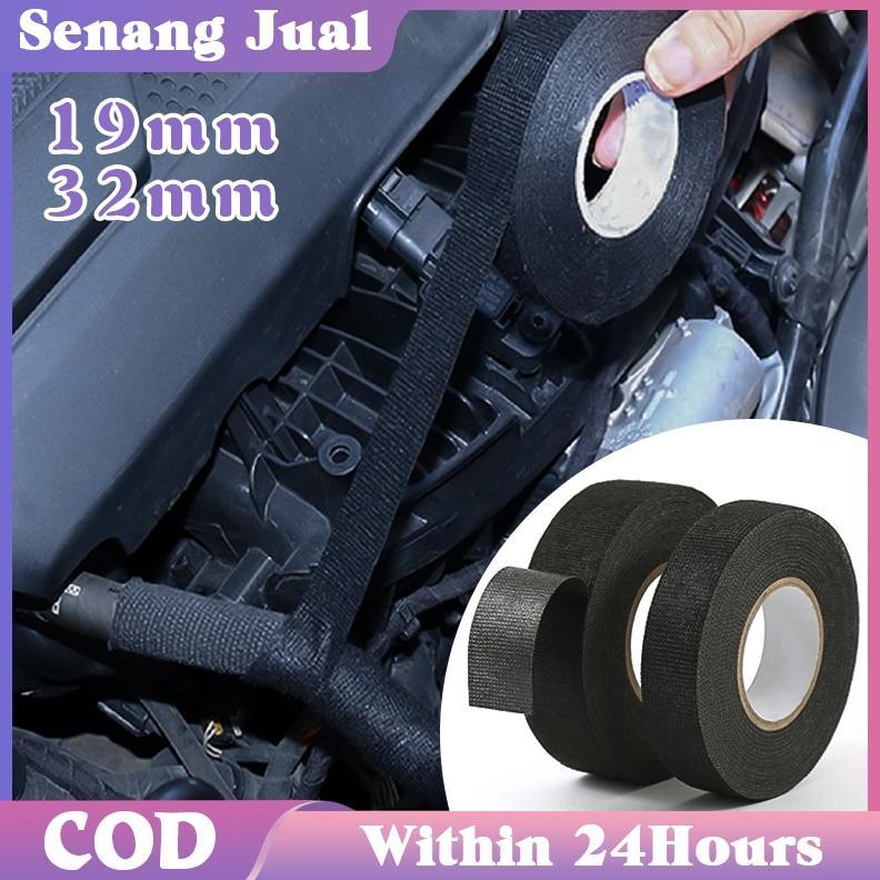 25M Pita Tahan Panas Tape Isolasi Kabel Tape Mobil Hitam Lakban Kain