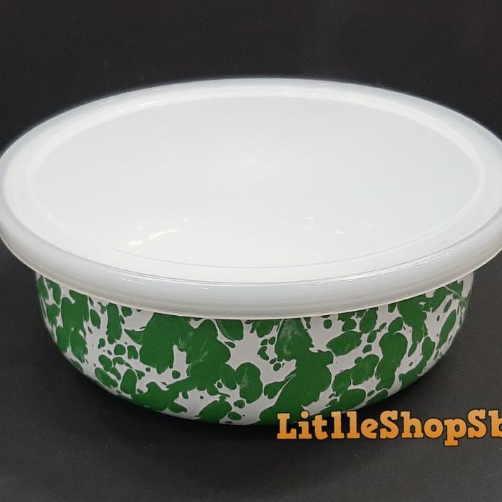 Rantang Bowl Mangkok Enamel 14Cm Hijau Blirik