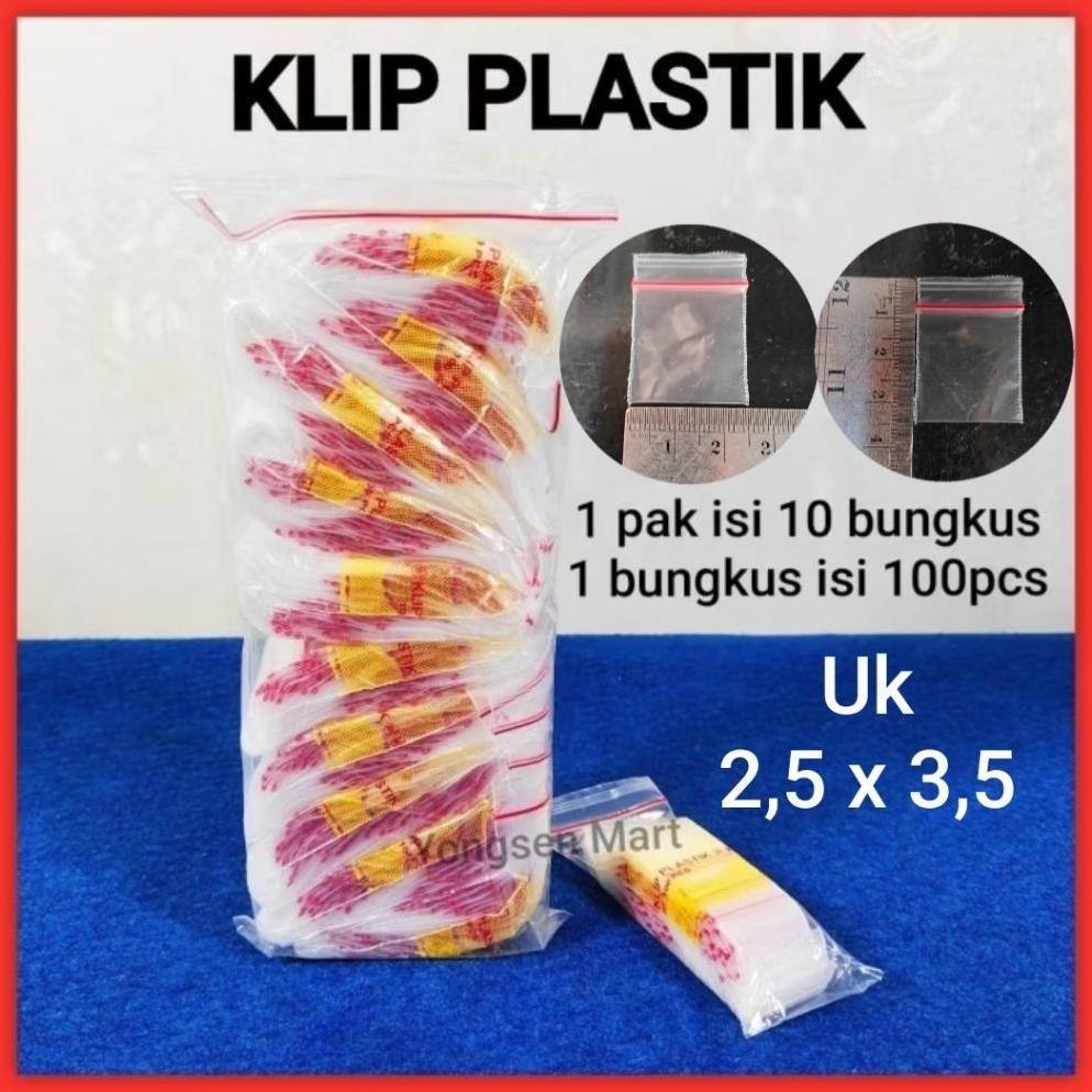 ( Harga 1 Pak ) Merk Klip Plastik Klip Kecil Uk 2X3 Cm Plastik Obat, Ziplock