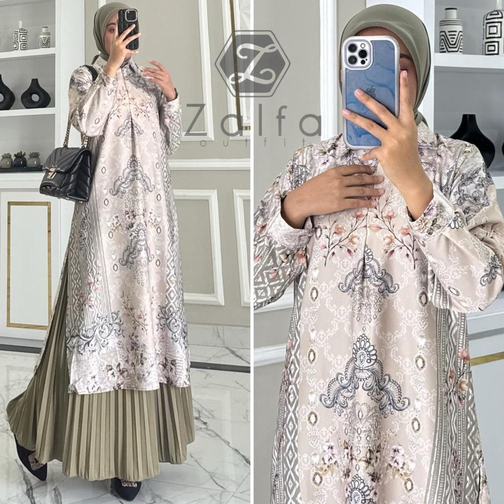 ORIGINAL SHEVILA LONG TUNIK BY ZALFA OUTFIT / BAJU ATASAN WANITA MUSLIM TUNIK KERJA KULIAH BASIC MOT