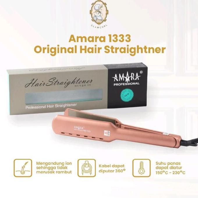 Promo Catok Amara 1333 Plat Lebar Ion Original / Catok Penglurus Rambut Tourmaline / Nyatok Lurus Cu