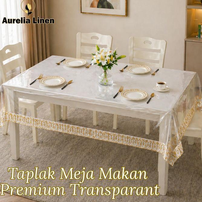 Taplak Meja Makan Transparan List Samping Alas Meja Bening Ruang Tamu Pvc Tebal Anti Air Perlak Meja