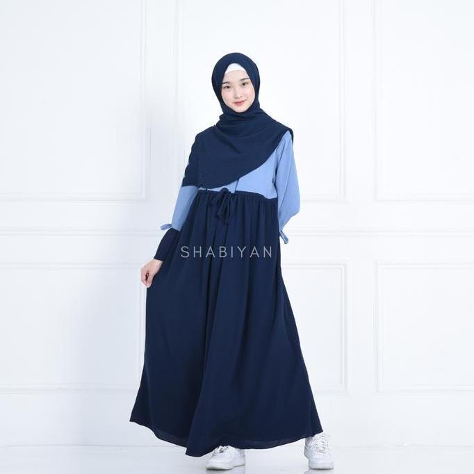 Uffa- Shabiyan-489 Gamis Nita Harian Kombinasi Simple Elegan