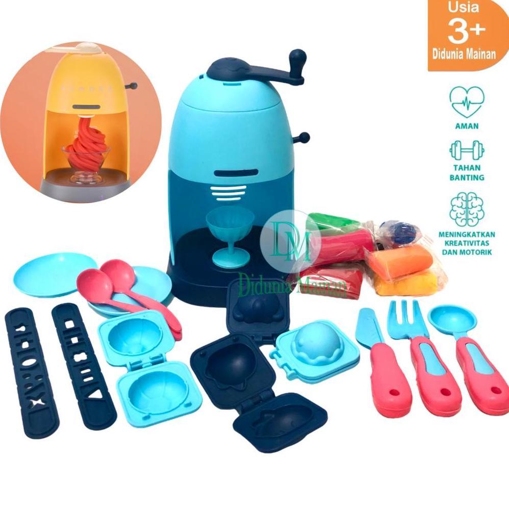 Mainan lilin anak mesin es krim play fun doh set win doh color machine ice cream