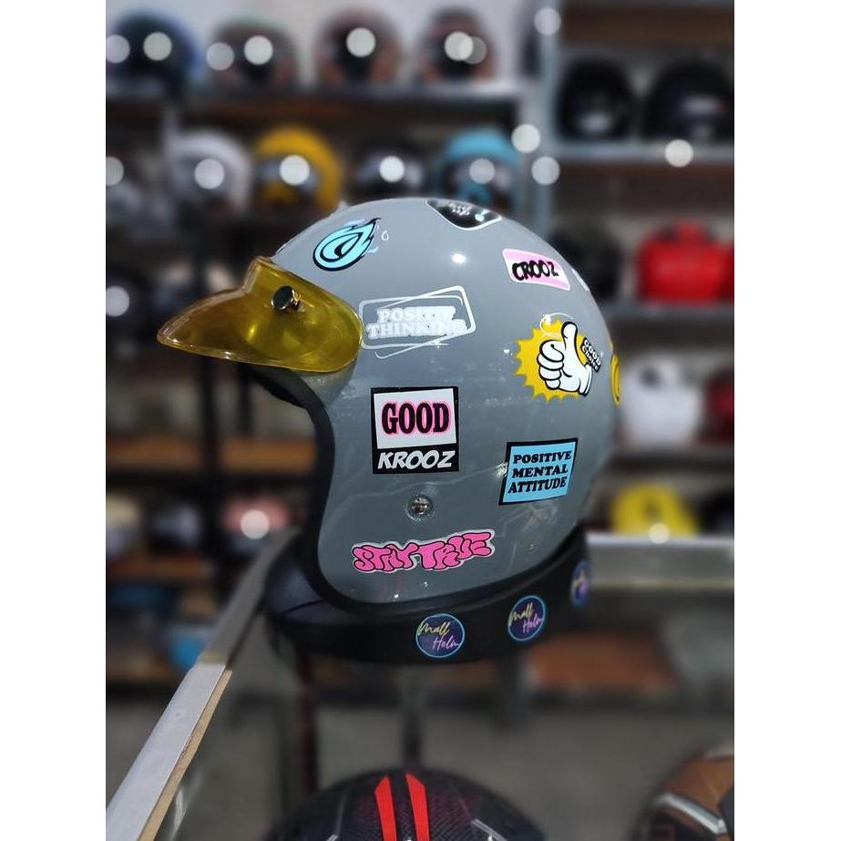 HELM BOGO RETRO RSIX R SIX R-SIX GUARDIA MOTIF PET TRANSPARAN