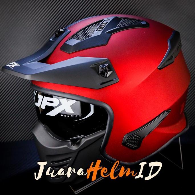 JPX HELM MX726R SOLID / RED SCARLET DOFF / MX726 R CROSSOVER