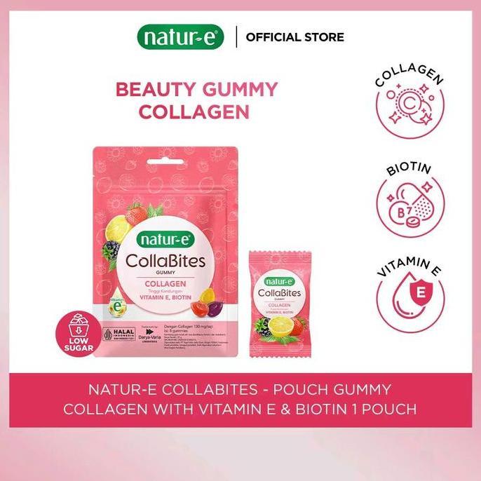 NATUR-E Collabites pouch collagen isi 8 Gummies | permen kunyah collagen