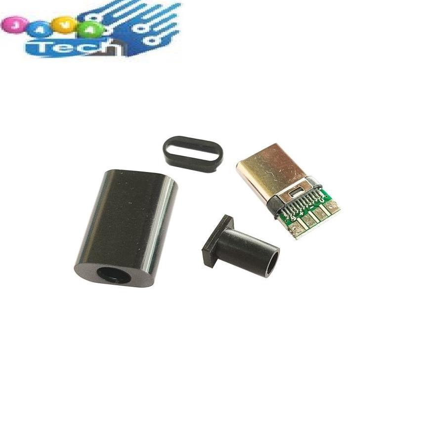 Kepala Konektor USB Type-C Male 4 pin Model Colok dengan Cover