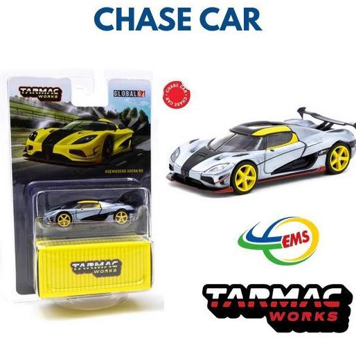 T64G-005-ML/CHASE TARMAC WORKS 1/64 KOENIGSEGG AGERA RS SILVER/YELLOW/BLACK CHASE CAR A2158