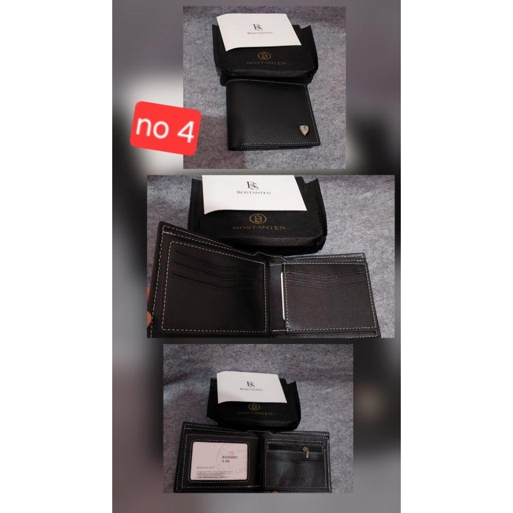 Bostanten Dompet Pria Koin Ritsleting Kulit Pu/Model Lainnya Dompet Lipat Pria Bahan Kulit Sapi Asli