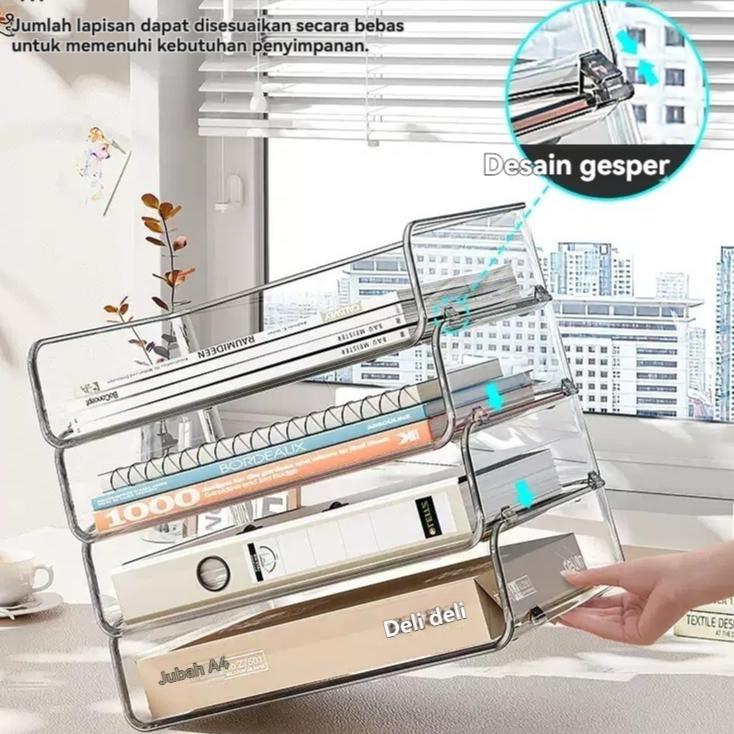 MURAH MEITAITAI Rak Dokumen Transparan File box dokumen Rak buku Desk organizer box File organizer  