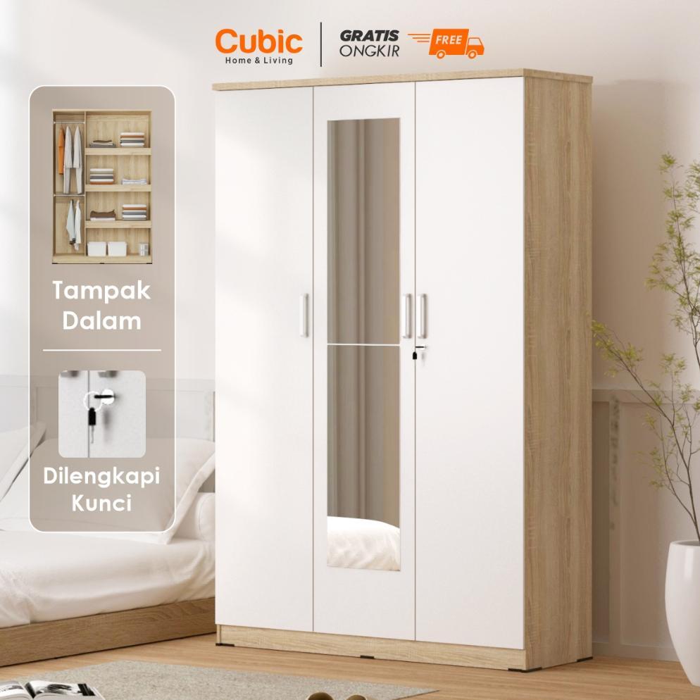 GARANSI CUBIC LEMARI PAKAIAN MINIMALIS / LEMARI BAJU 3 PINTU - LUNA LP 3P