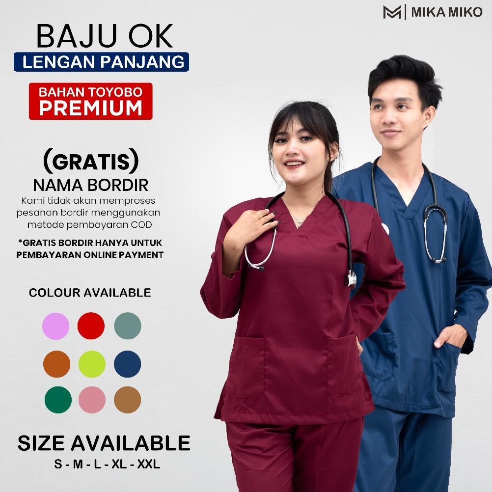 Harga Baru Baju Ok Dokter [Gratis Bordir Nama] Baju Oka Lengan Panjang Scrub Perawat Stenen Bidan