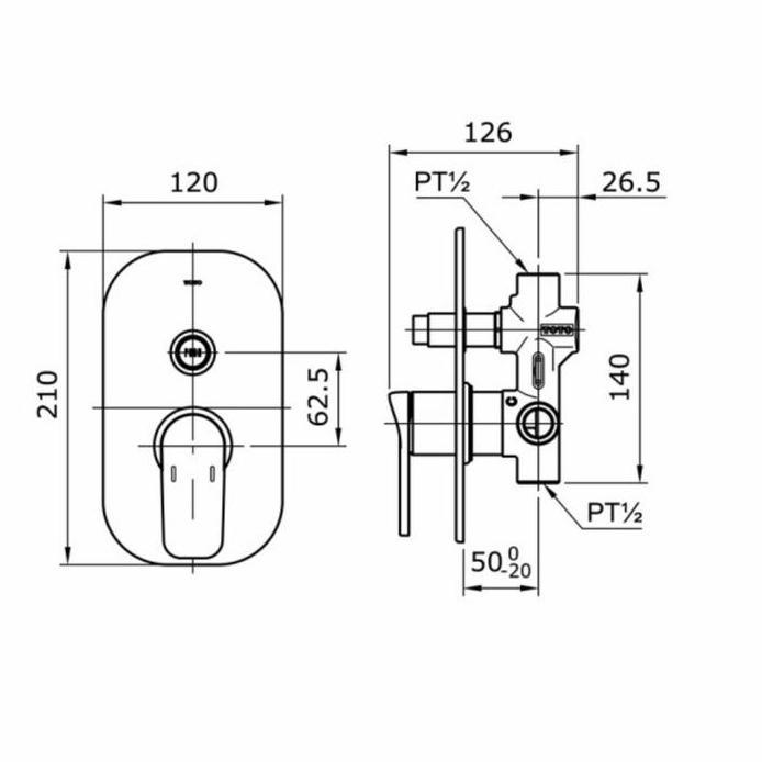 STOP KERAN PANAS DINGIN TOTO TX 442 SX WITH DIVERTER TX442SX TOTO ORI
