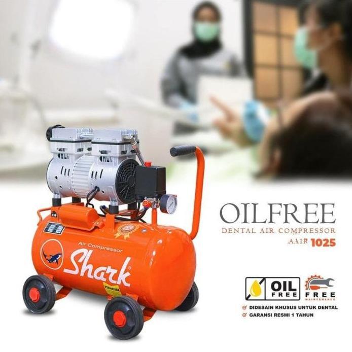 Mesin Kompresor Angin Silent Oilless 1HP Shark OV1025