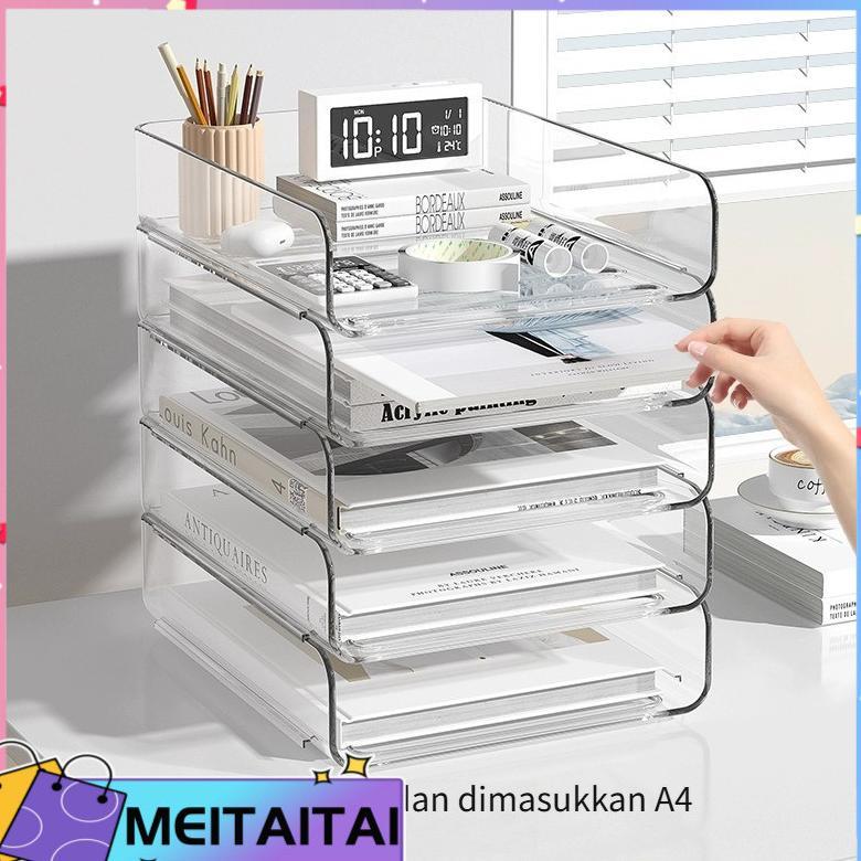 Official Meitaitai Rak Dokumen Transparan File Box Dokumen Rak Buku Desk Organizer Box File Organize