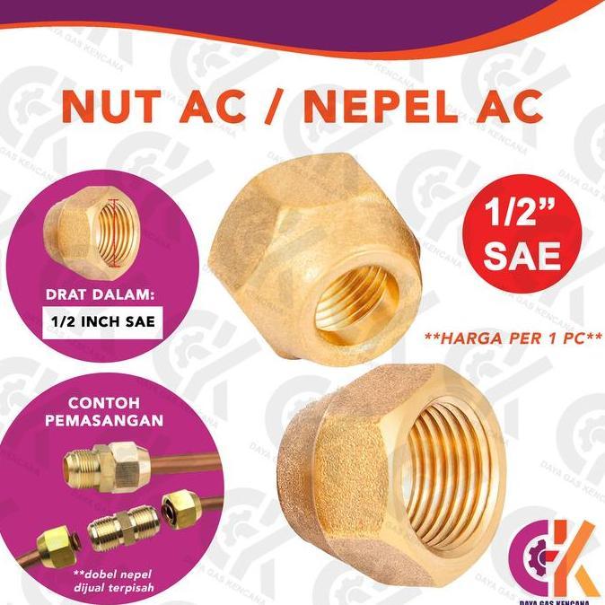 Nut AC Nepel Nipple AC 1/2 SAE - Nut Flaring Flare Nut