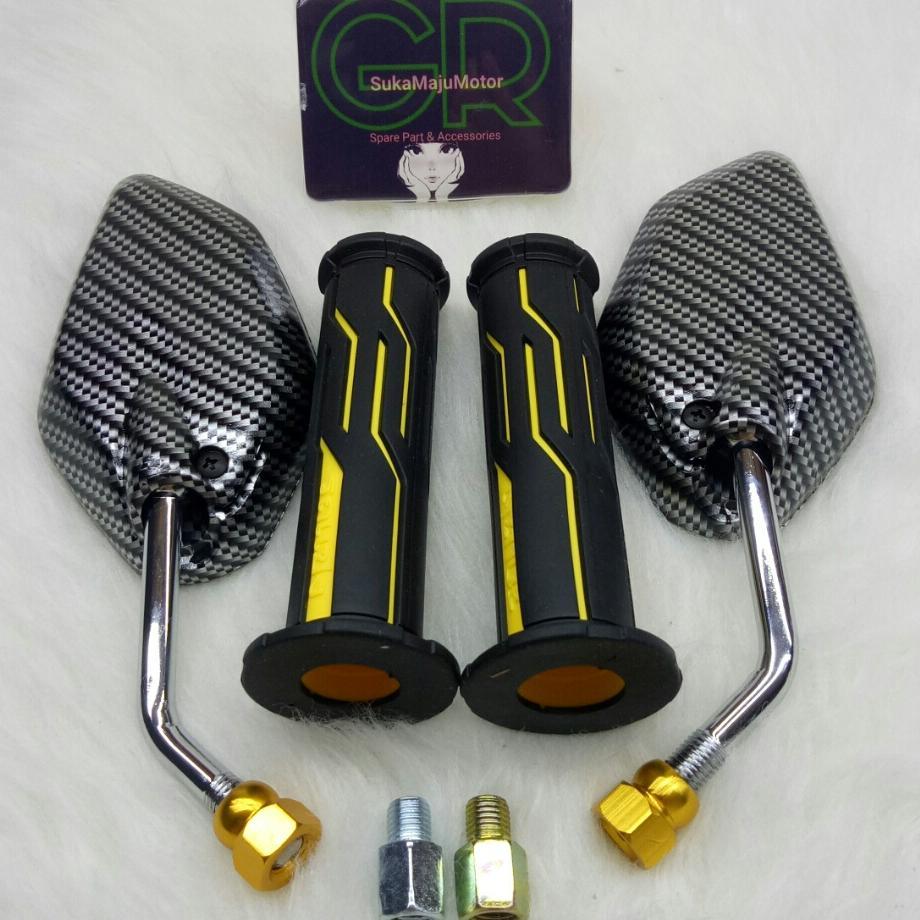 #Crc# Paket Variasi Spion Karbon Mini Model Jupiter+Handgrip Thailand Universal Nmax,Aerox,Pcx,Vario