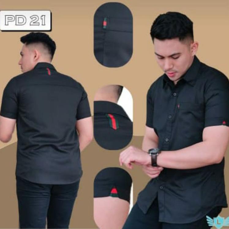 Kemeja Pria Slimfit Lowkey Premium Pd 21 Hitam | Hem Atasan Kemeja Baju Laki-Laki/Cowok Slimfit Keme