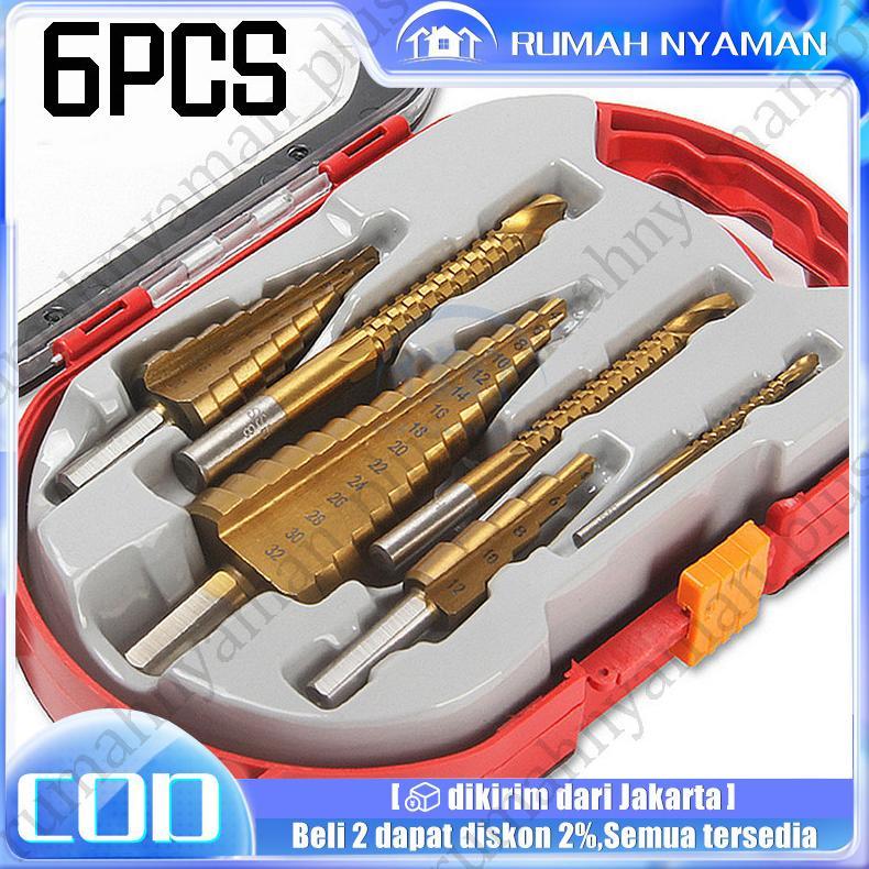 NEW Mata Bor Pagoda Untuk Baja 3/6pcs Pcs Spiral HSS Steel Titanium Coated mata bor Pagoda besi keru