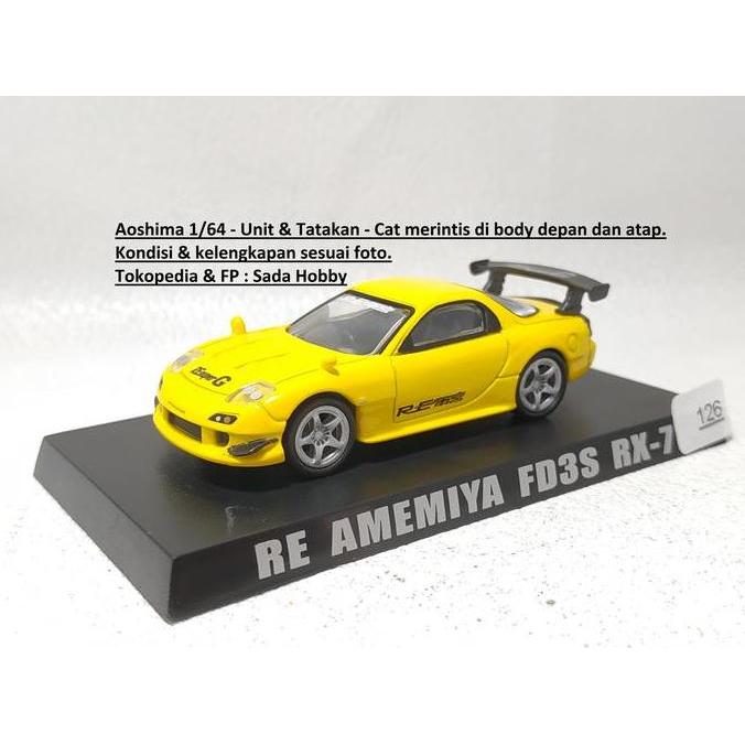 DIECAST AOSHIMA OPTION 1/64 MAZDA RX-7 RE AMEMIYA FD3S RX7 KUNING CADATOYS