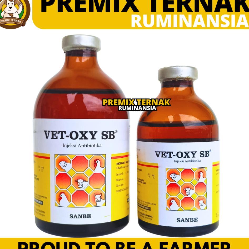 Vet Oxy Sb 100Ml & Vet Oxy Sb 50Ml Sanbe - Obat Hewan Anti Infeksi Bakteri Ternak Sapi Kambing Babi