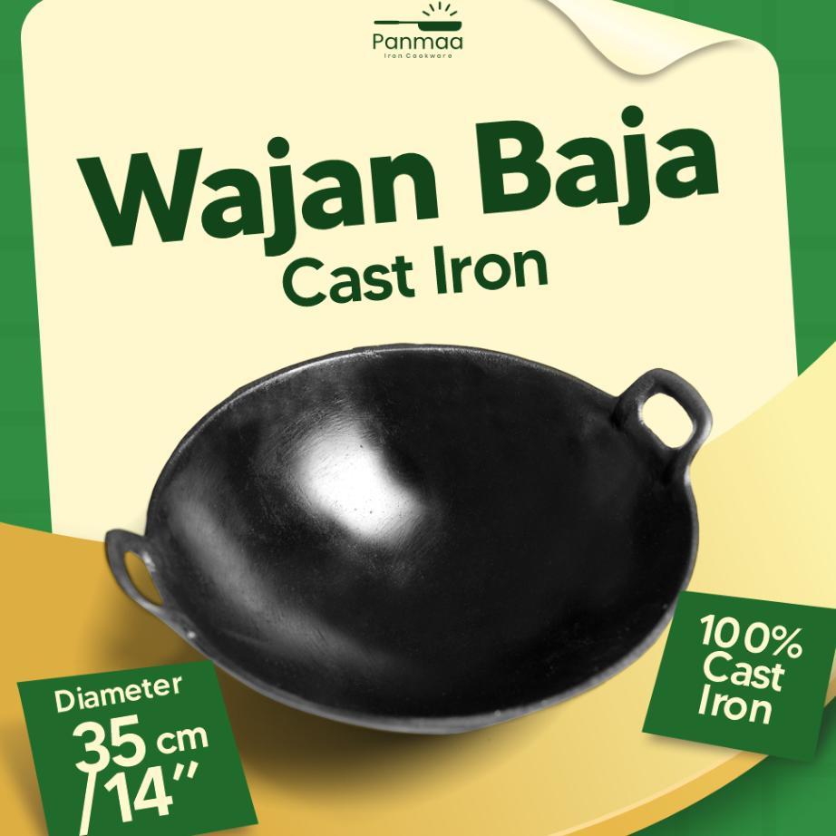 Wajan Cast Iron/Wok  / Wajan Baja / Wajan Besi Cor Anti Lengket Ukuran (35Cm)