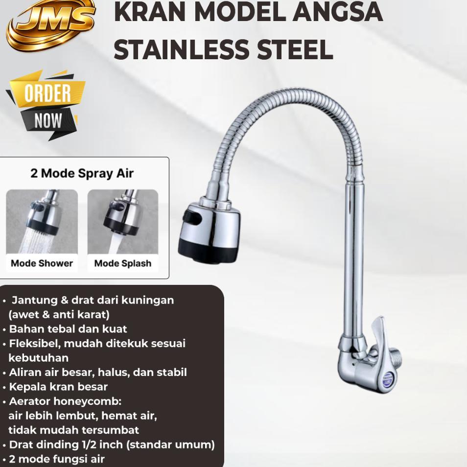 Kran Air Wastafel Angsa Fleksibel Stainless Steel 2 Mode Semprot / Kran Air Dapur Angsa Stainless Fl