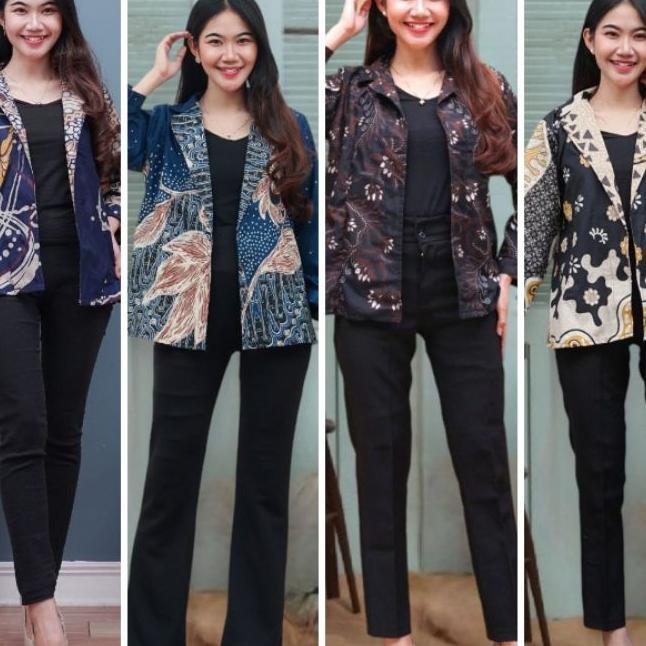 Blazer Batik Kekinian Blazer Kantor Modern Blazer Wanita Masakini