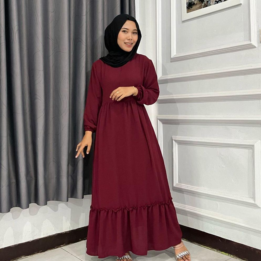 Premium Gamis Raline Bahan Crinkle Airflow Muat Untuk Bb 40-95 / Dress Wanita Terbaru / Gamis Wanita