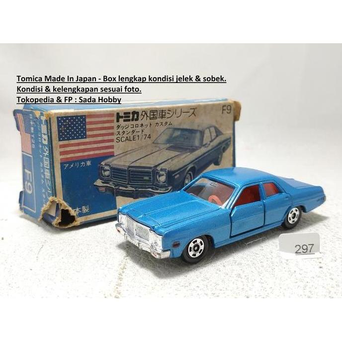 VINTAGE TOMICA FOREIGN F9 DODGE CORONET CUSTOM BLUE JAPAN BOX ASLI CADATOYS
