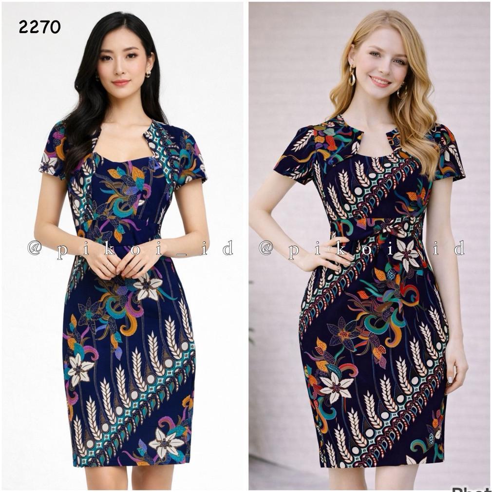 Unik Dress Batik Wanita Modern / Batik Dress Span Seragam Kantor / Dress Sarimbit Motif Kekinian / 3