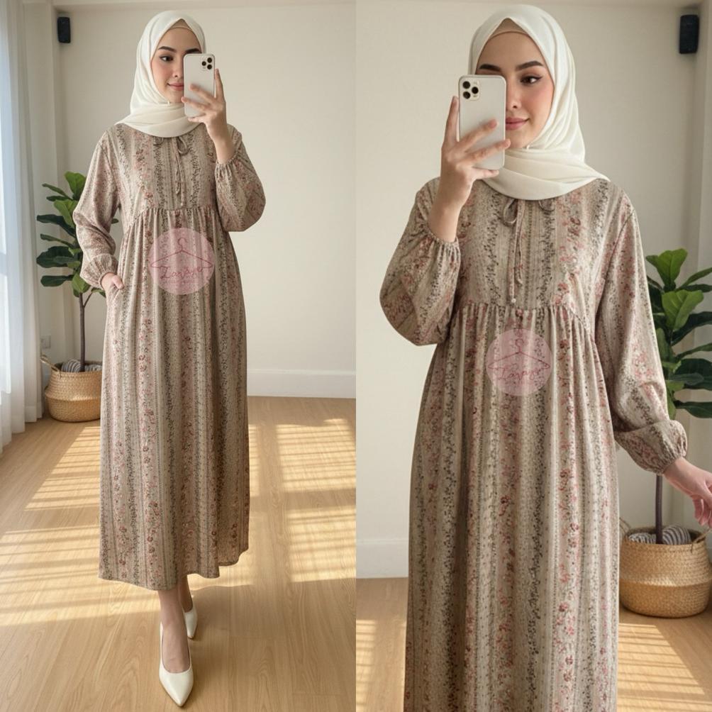 Grosir Midi Dress Wanita Rayon/ Gamis Rayon Viscose Adem Bumil Busui Friendly Jumbo New