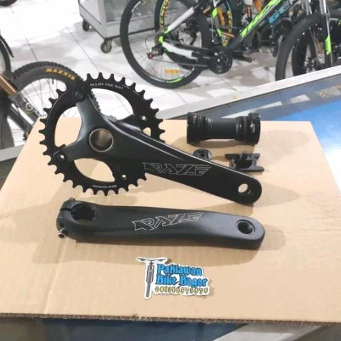 Crank gir sepeda single chainring Raze 34T HT2 Hollowtech 2 plus BB
