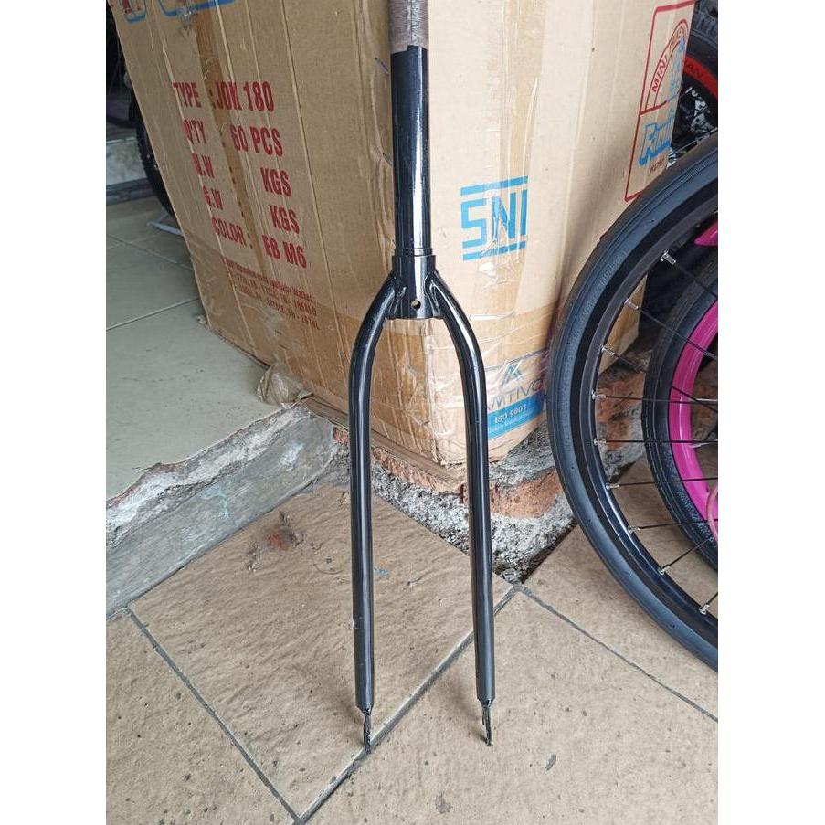 fork sepeda fixie 700c model classic bahan besi ukuran standar drat insert adaptor stem 22.2
