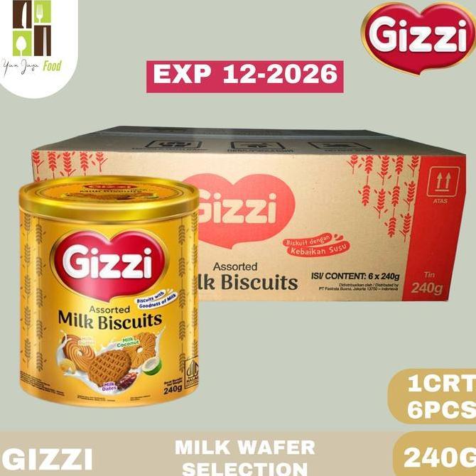 Gizzi Milk Wafer Selection 240G / [1Crt-6Pcs] / Aneka Biskuit Wafer Krem Coklat / Cheese / Kurma / D