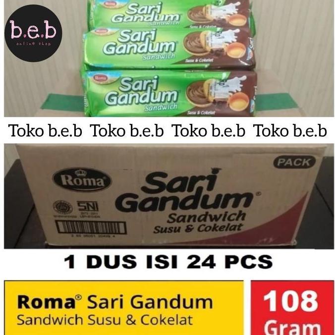 Roma Sari Gandum Sandwich Coklat 108Gram 1 Dus Isi 24 Pack