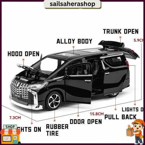CodDiecast Mobil Toyota Alphard Die-Cast Model 1:50 Miniatur Mobil Mobilan Panjang Alloy Metal Produ