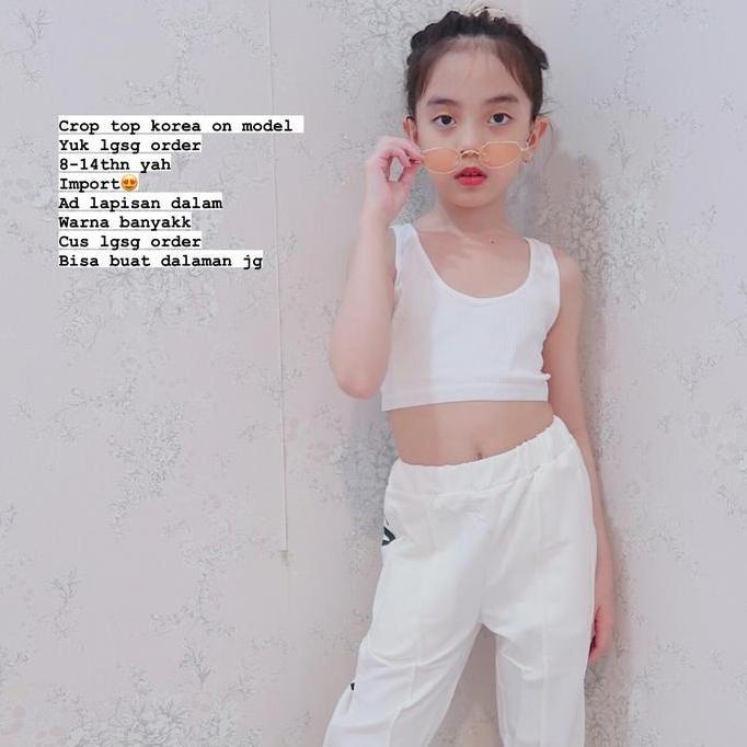 DY47 - Linglingkids-Crop top anak import 8-14thn/crop top anak /baju crop anak/baju crop anak dance 