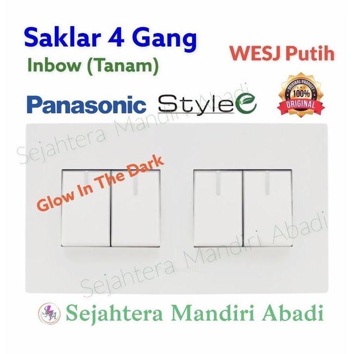 Ready Saklar 4 Gang Panasonic 4 Mata Inbow Tanam Style-E WESJ Putih