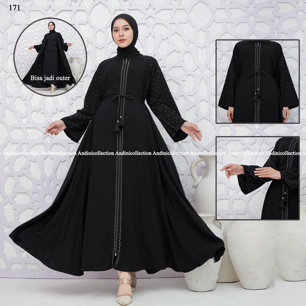 promo abaya jetblack hitam pekat jetblack premium full sleting gamis outer syari muslimah remaja unt