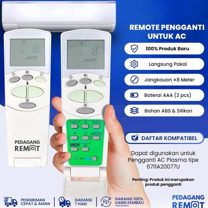 Ready Remot Pengganti untuk Remote AC 6711A20077U Plasma