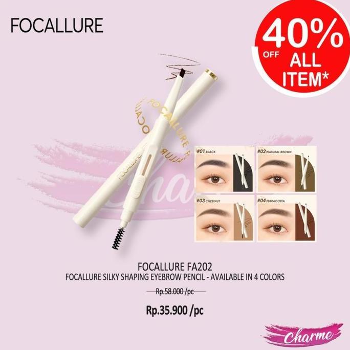 (READY & ORI) Focallure Silky Shaping Eyebrow Pencil FA202 FA 202