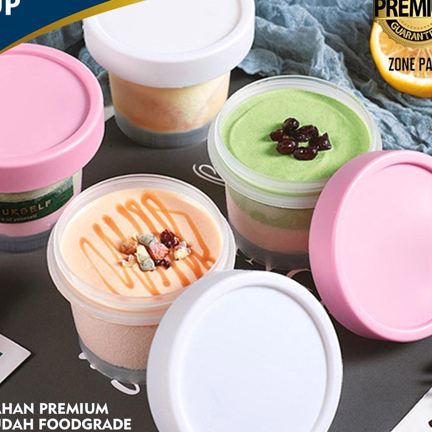 [10 Pcs] Ice Cream Cup + Tutup | Pot Jar Es Krim  | Pot Jar Bunga Putih | Wadah Kemasan Lulur