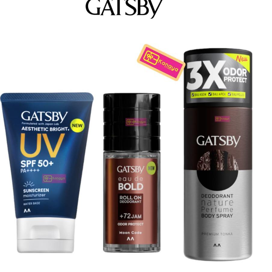 Gatsby Paket Pria Sunscreen Moisturizer  Deo Parfume 3Pcs