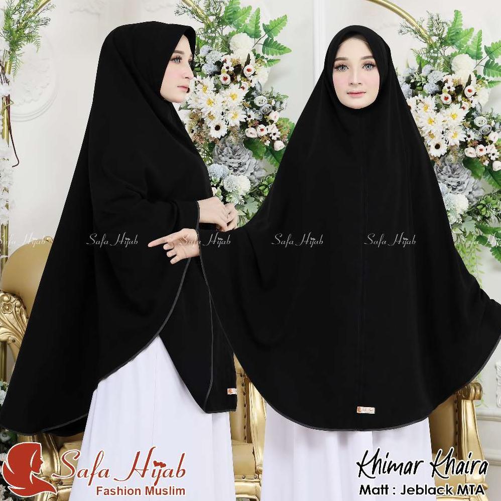 100% aman khimar syari jetblack mta khimar khaira khimar hitam pekat katun arab fathan_hijabstore