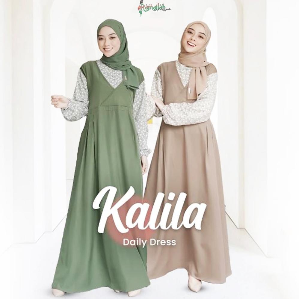 favorit kalila dress muslim korea greengrey greenforest - gamis wanita terbaru syakila twill premium